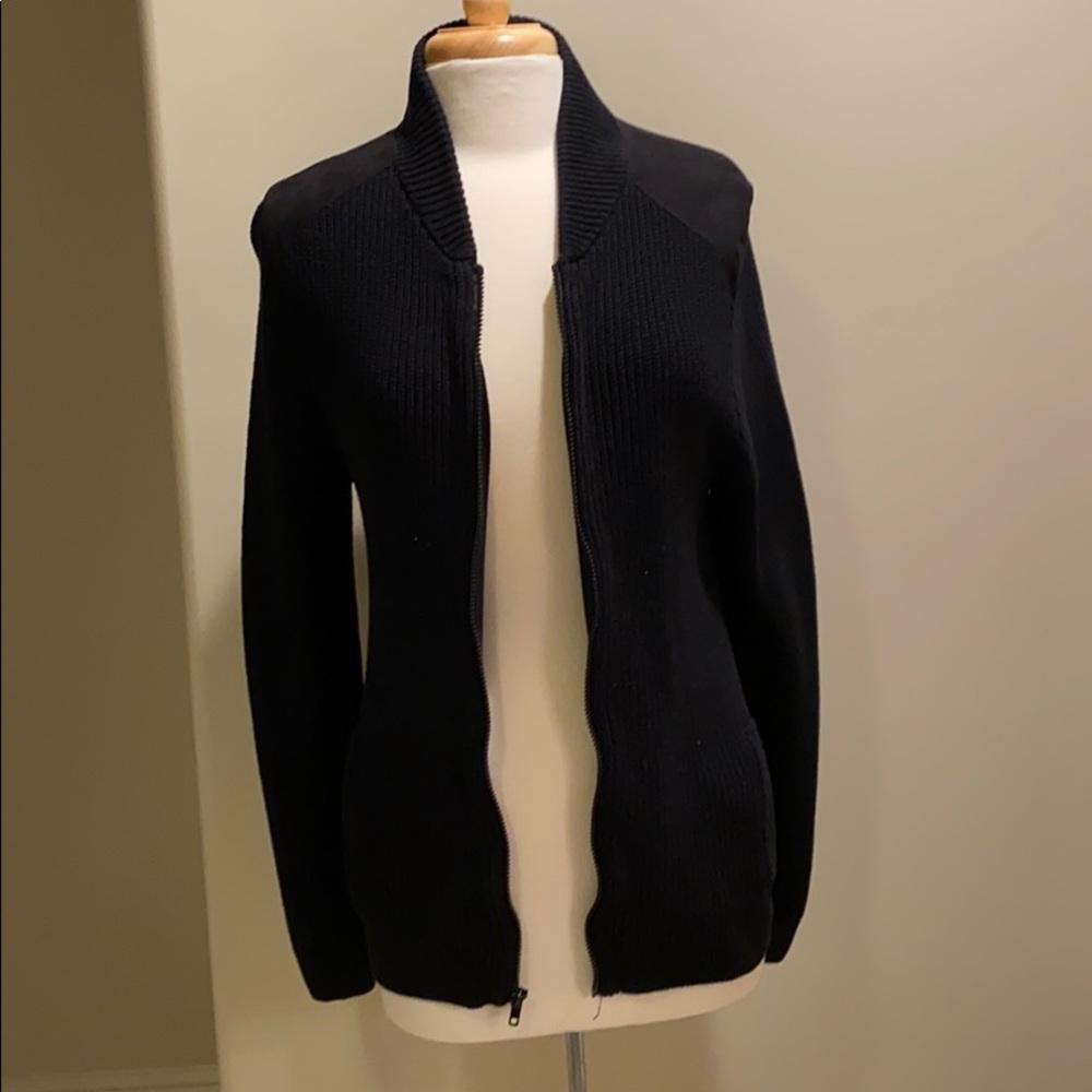 Black jacket suede shoulder pads